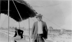 Mr. Haisten on boardwalk next to C.B. Casino 1926 black and white. 